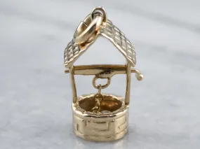 14K Gold Moving Water Well Charm