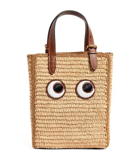 AH N/S Tote in Mini Eyes in Natural Raffia