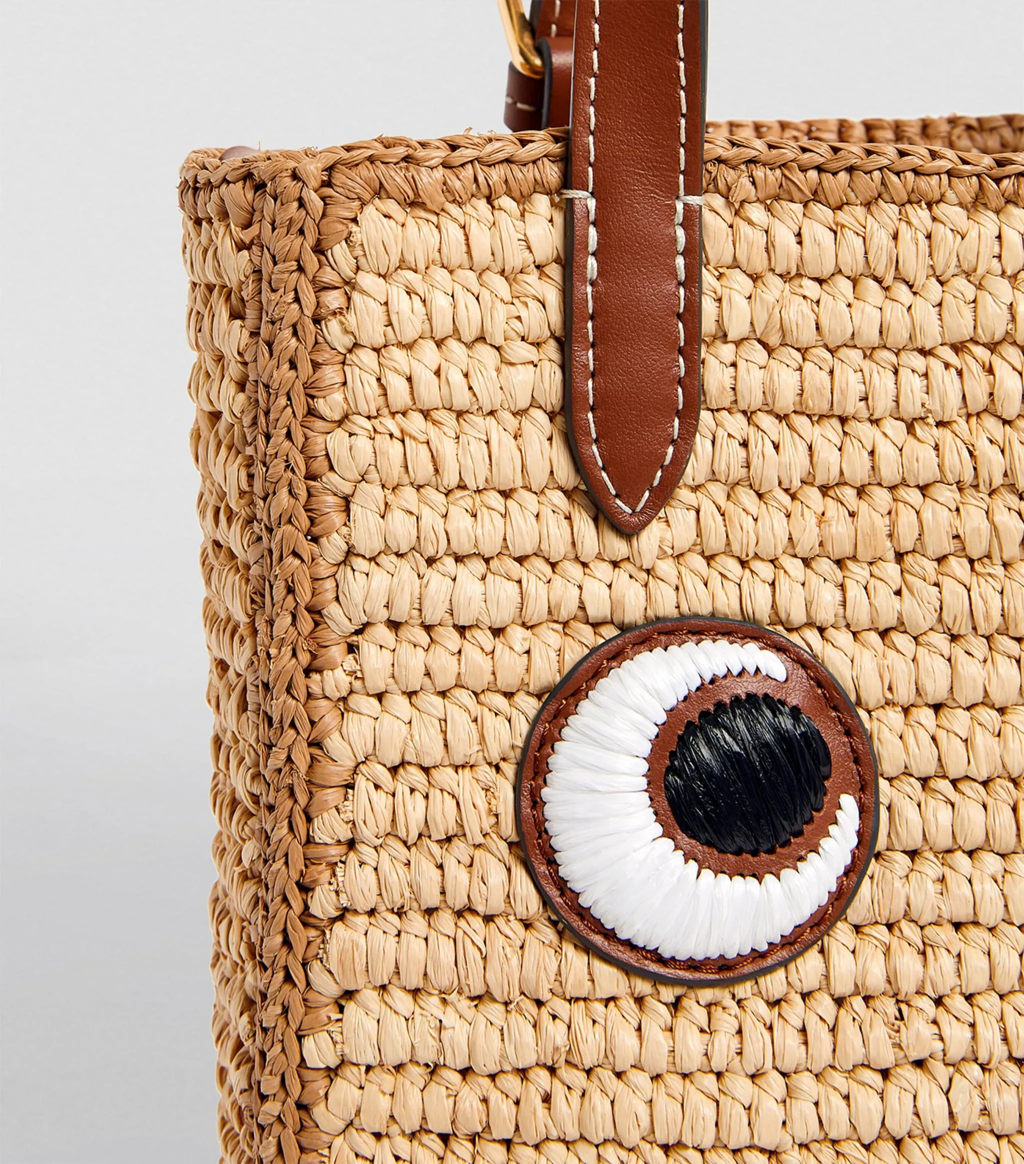 AH N/S Tote in Mini Eyes in Natural Raffia