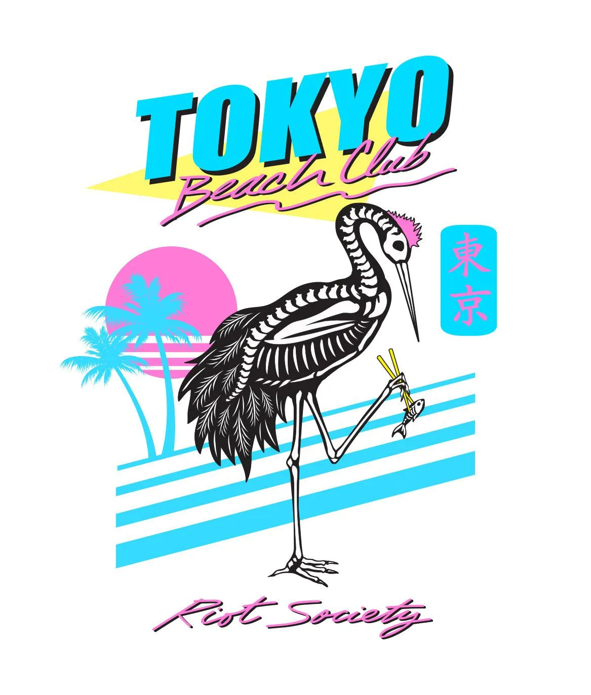 Crane Skeleton Tokyo Beach Club 2.0 Mens T-Shirt