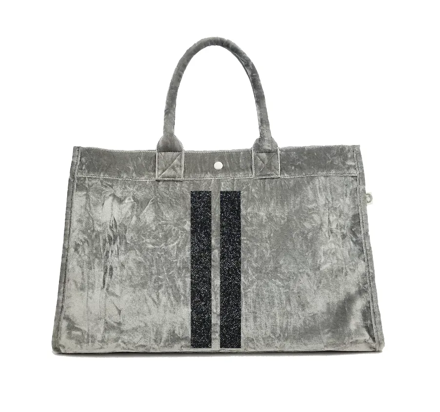 East West Bag: Grey Crushed Velvet