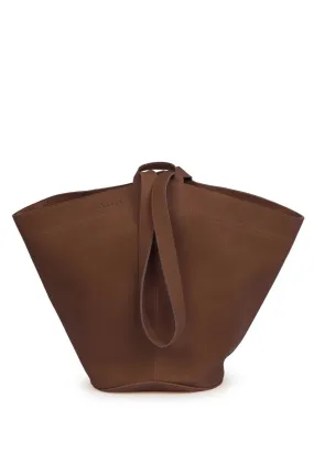 FILOMENA WIDE BUCKET HANDBAG IN ITALIAN LEATHER SADDLE BROWN