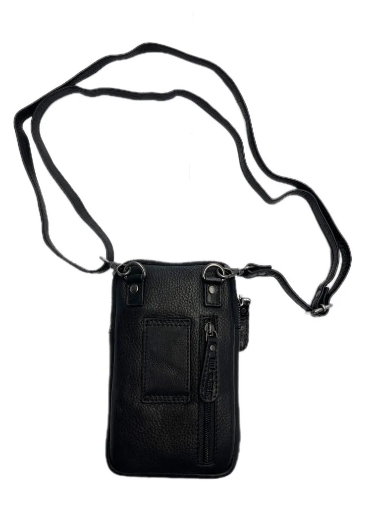 Genuine Leather Shoulder Bag Hill Burry - VB10029 - 15097- Crossbody Bag - Vintage Leather Black