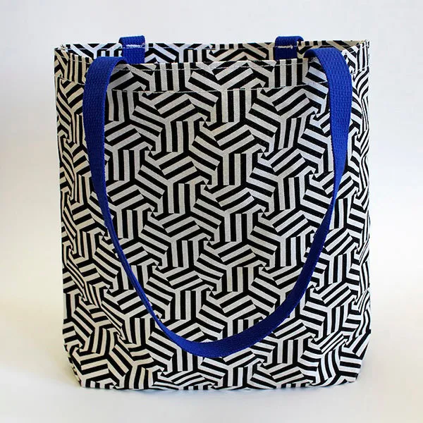 Hexagon Blue Handle Tote Bag