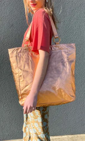 HOSS Mandarin Metallic -  Large Leather Tote