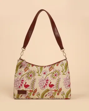 Pale Primrose Handblock Baguette Bag