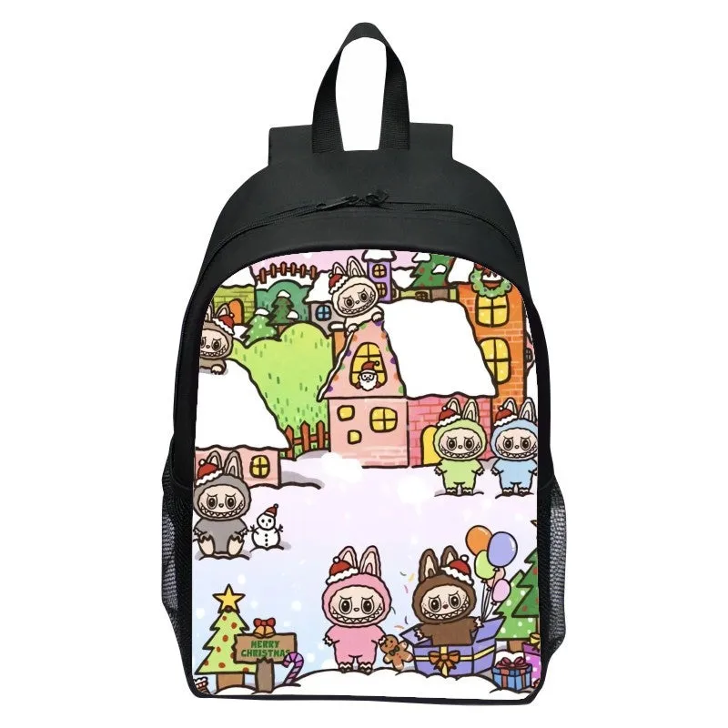 Printed Rabbit Labubu Schoolbag Elementary School Student Cartoon Cute Backpack 123 Grade Doll Boys and Girls