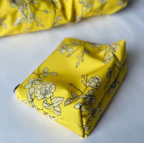 Yellow Floral Makeup Bag | Wild Rose